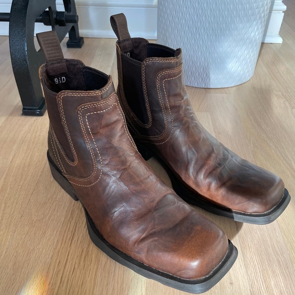 Ariat Brown Leather Chelsea Pull-On Work Boots